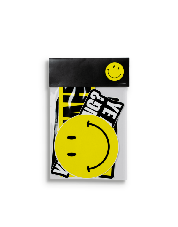 Yellow and black sticker set in plastic bag